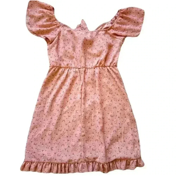 Women's 3rd + Malt Pink Floral Mini Dress casual Beach Wear Tie Front Size Small - Picture 2 of 4